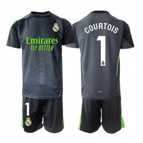 Dres Real Madrid Thibaut Courtois #1 Golmanski Rezervni za djecu 2025-26 Kratak Rukav (+ kratke hlače)